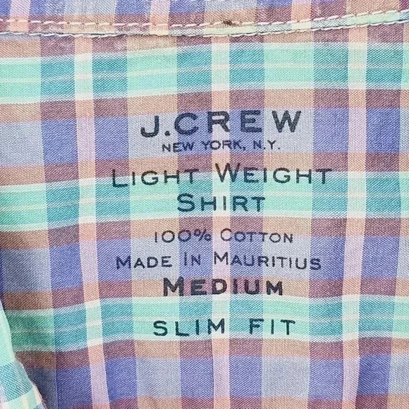 J. Crew Slim Fit Light Weight Plaid Button down Long sleeve  Men's Shirt M - Picture 4 of 6